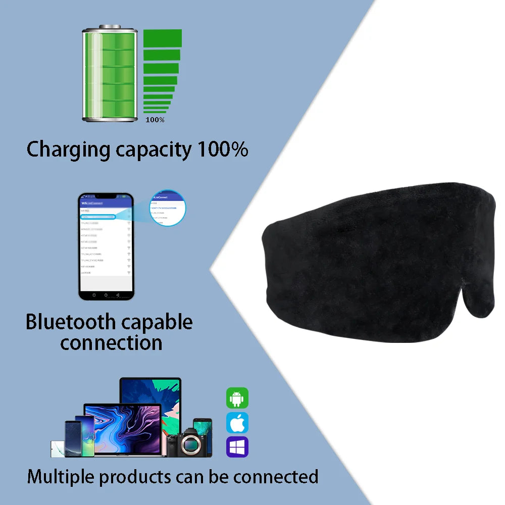 Bluetooth Sleeping Mask with Wireless Earphones - Travel Cotton Eye Mask for Ultimate Comfort and Relaxation